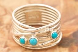 Sterling Silver Sleeping Beauty Turquoise Branch Design Ring